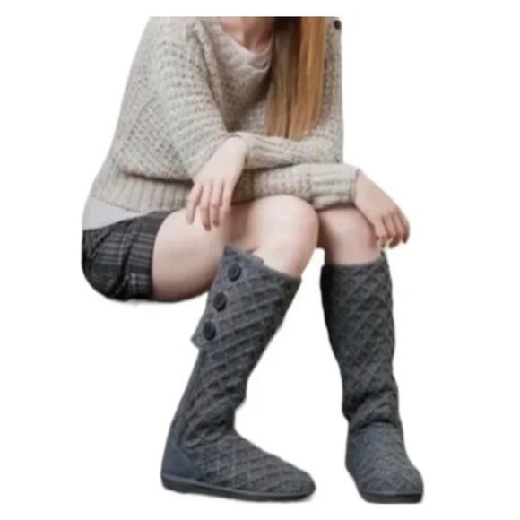 UGG Classic cardy lattice knit knee high sweater boot in dark grey sz 10/41 - Picture 2 of 11